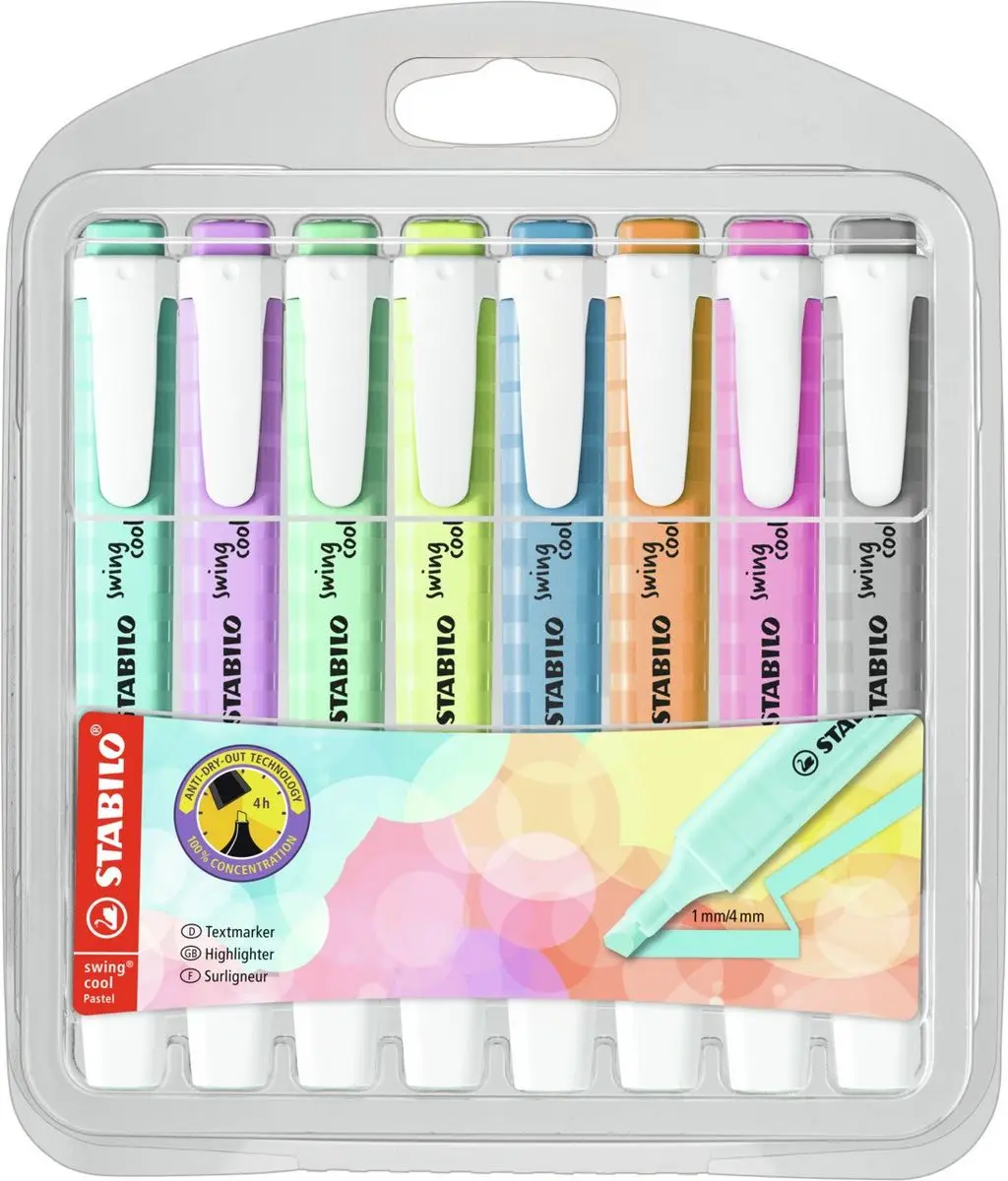 STABILO Textmarker swing cool Pastel, 8er PET-Etui (EAN: 4006381573139)