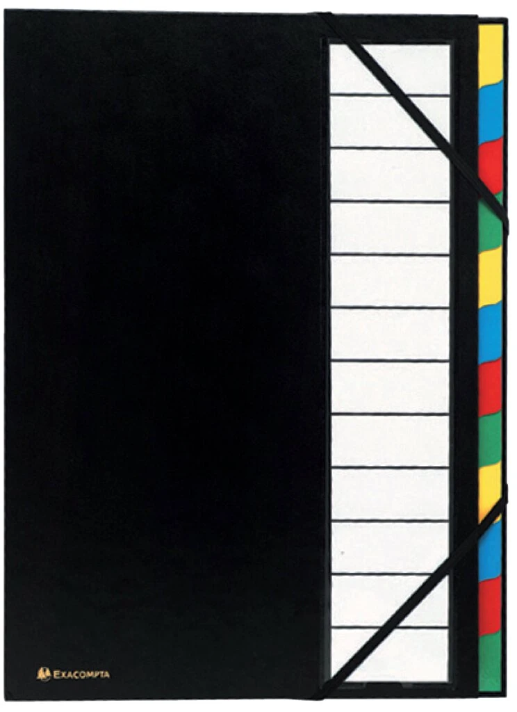 EXACOMPTA Ordnungsmappe Harmonika, PP, 12 Fächer, schwarz (EAN: 3130630553410)