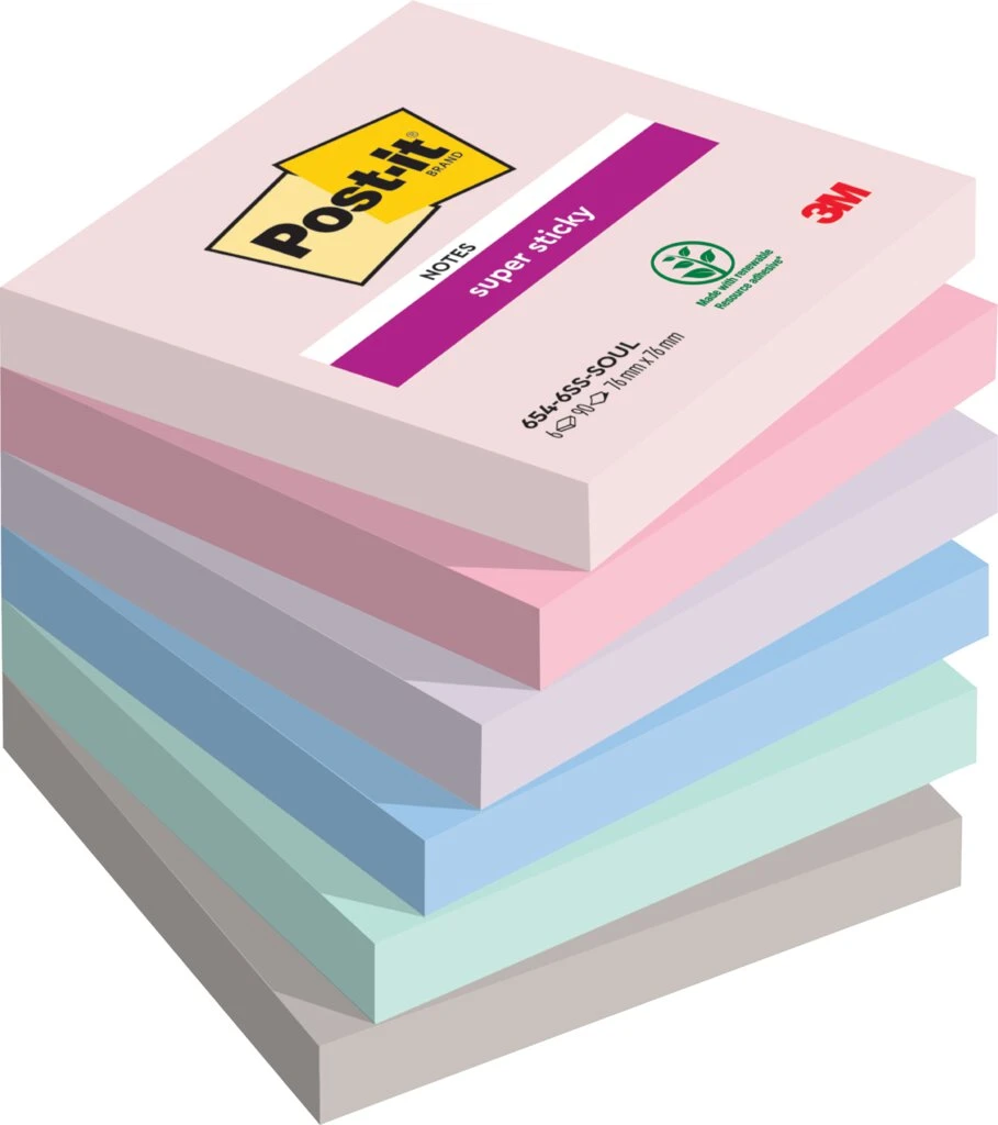Post-it Haftnotizen super sticky notes, 76 x 76 mm, Soulful (EAN: 4054596925953)