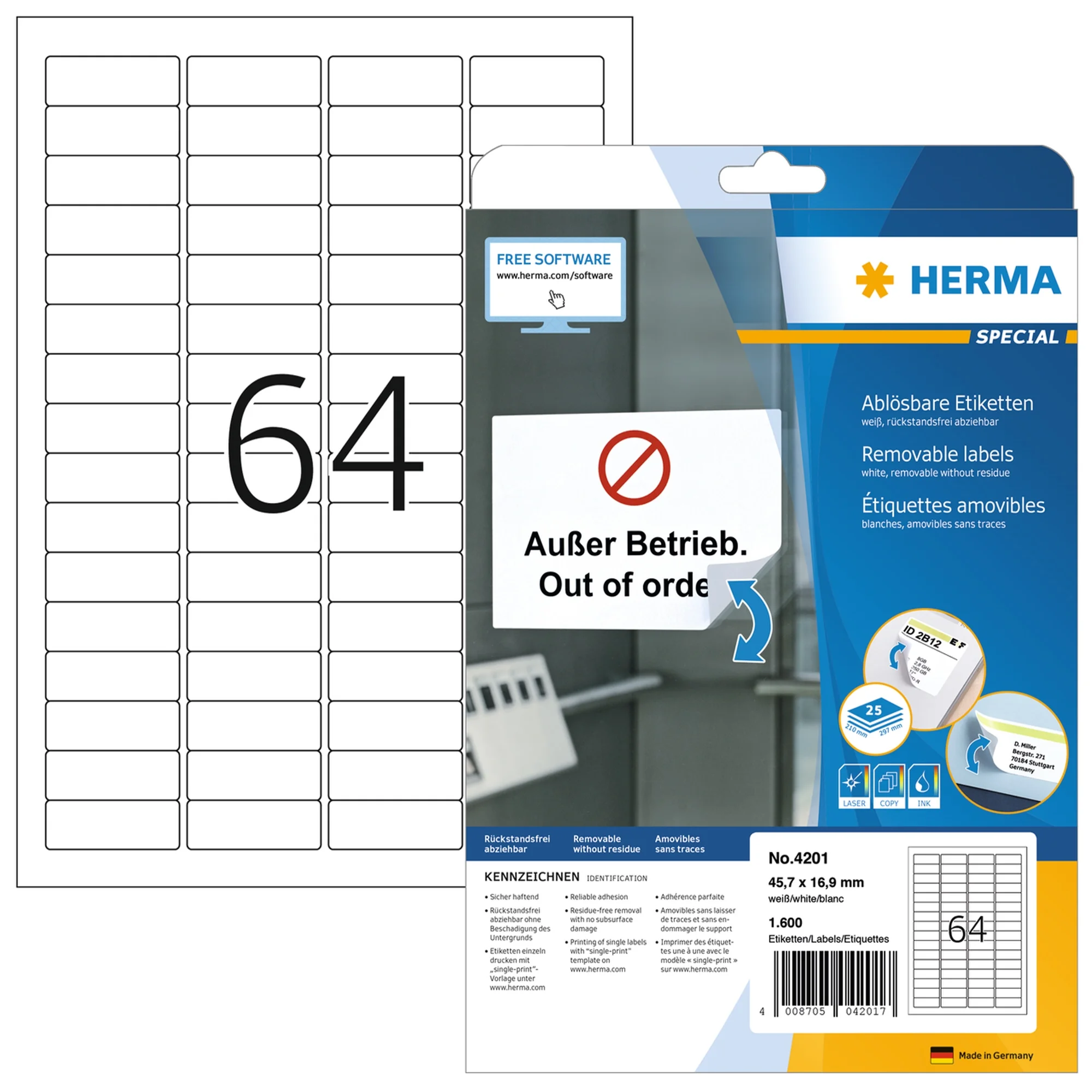 HERMA Sichtreiter-Etiketten SPECIAL, 45,7 x 16,9 mm, weiß (EAN: 4008705042017)