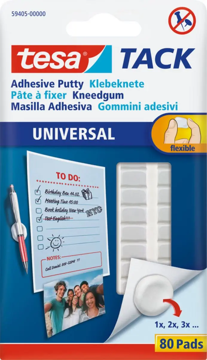 tesa TACK Klebeknete UNIVERSAL, wieder ablösbar, weiß (EAN: 4042448361585)