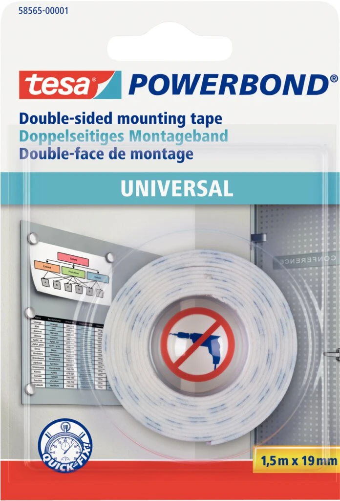 tesa Powerbond Montageband Universal, 19 mm x 1,5 m, weiß (EAN: 4042448280596)