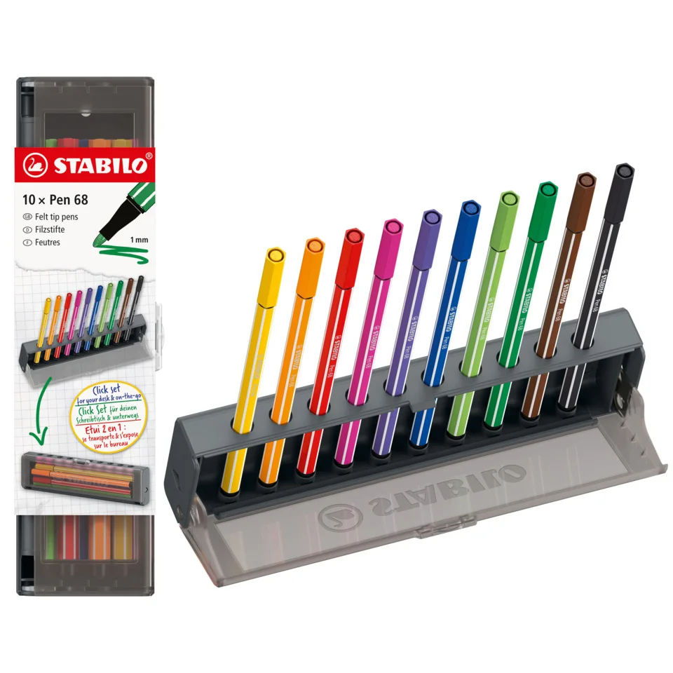 STABILO Fasermaler Pen 68, 10er Click Set (EAN: 4006381623865)
