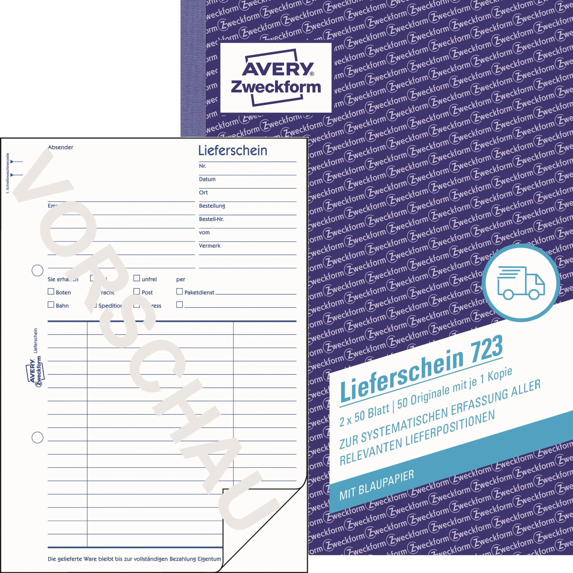 AVERY Zweckform Formularbuch "Lieferschein", 2 x 50 Blatt (EAN: 4004182007235)