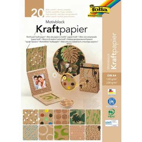 folia Motivblock "Kraftpapier II", DIN A4, 20 Blatt (EAN: 4001868117974)
