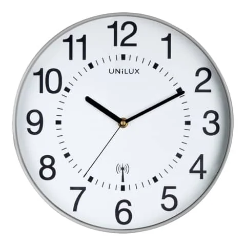 UNiLUX Wanduhr/Funkuhr "MAXI WAVE", Durchm.: 380 mm, silber (EAN: 3595560024940)