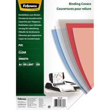 Fellowes Deckblatt, DIN A4, PVC, transparent, 0,15 mm (EAN: 0077511537608)