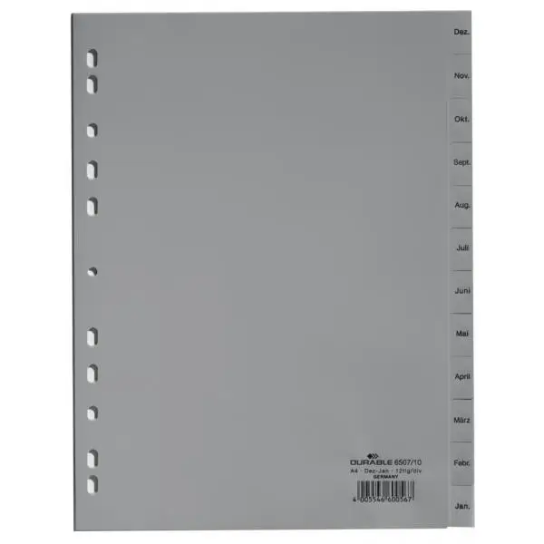 DURABLE Kunststoff-Register, Monate, A4, Januar - Dezember (EAN: 4005546611266)