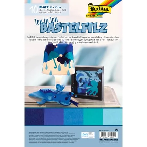 folia Bastelfilz TON-IN-TON MIX, 200 x 300 mm, blau (EAN: 4001868052121)