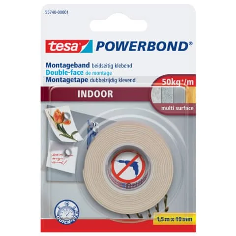 tesa Powerbond Montageband INDOOR, 19 mm x 1,5 m (EAN: 4042448843388)