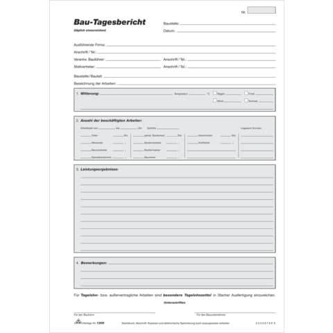 RNK Verlag Vordruck "Bau-Tagesbericht", SD, Block, DIN A4 (EAN: 4002871130905)