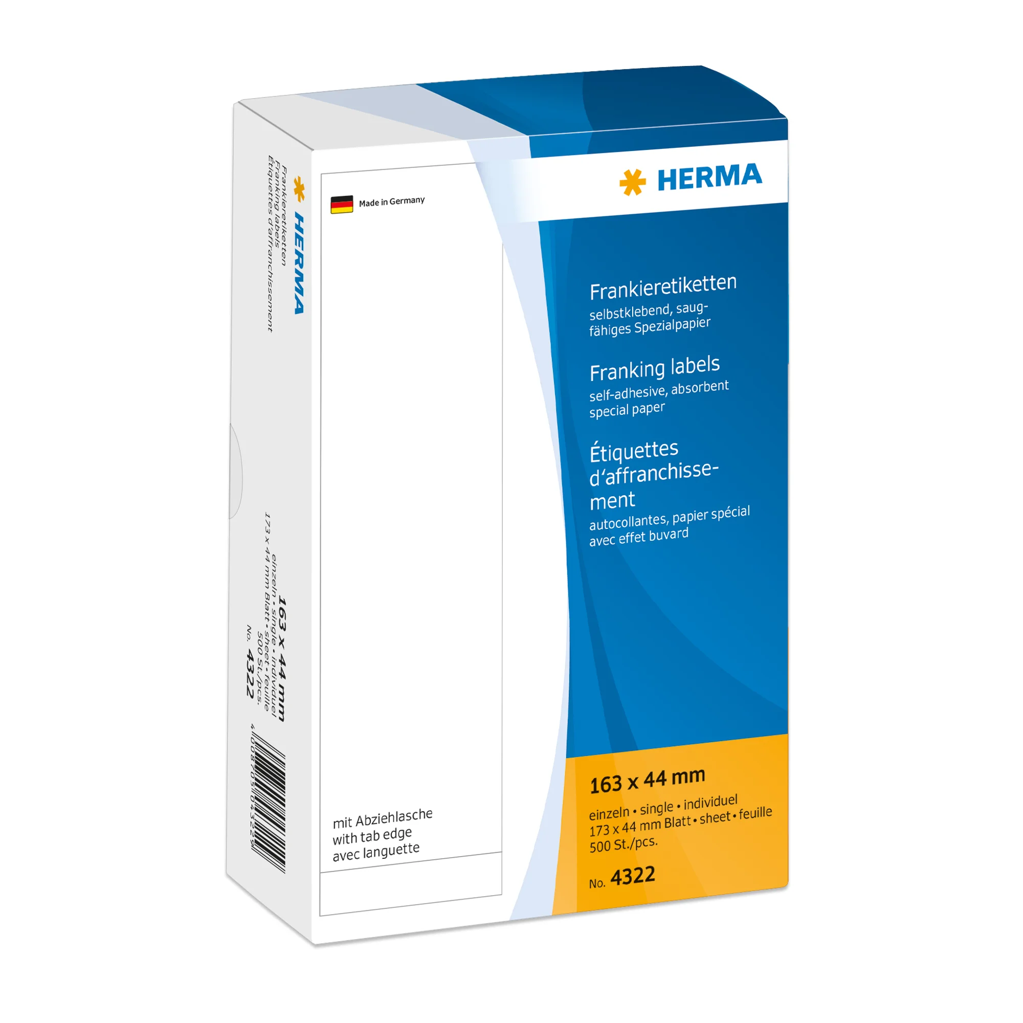 HERMA Frankier-Etiketten, 163 x 44 mm, einzeln, weiß (EAN: 4008705043229)