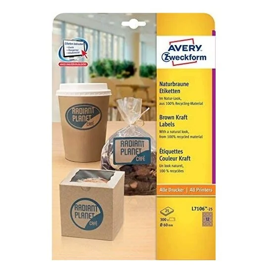 AVERY Zweckform Naturbraune Etiketten, Durchm.: 60 mm, rund (EAN: 4004182067598)