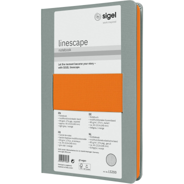 sigel Notizbuch Linescape, DIN A5, kariert, grau/neonorange (EAN: 4004360770685)