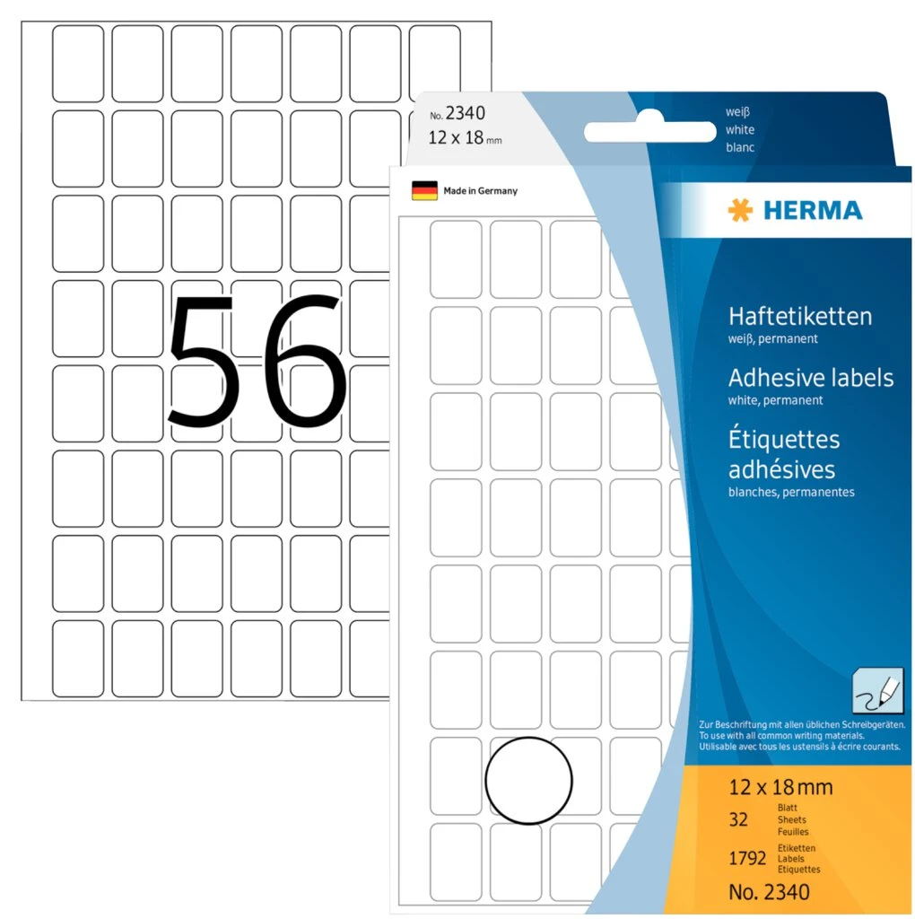 HERMA Vielzweck-Etiketten, 12 x 18 mm, weiß, Großpackung (EAN: 4008705023405)