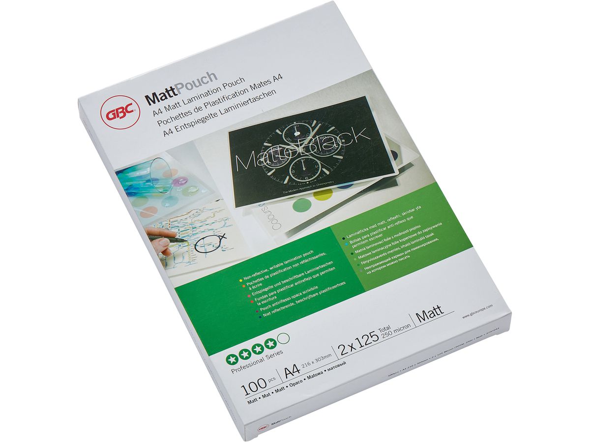 GBC Laminierfolientasche, DIN A4, matt, 250 mic (EAN: 0033816067370)