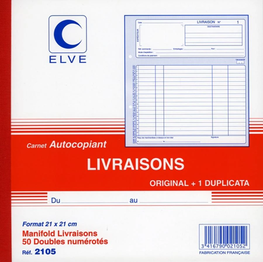 ELVE Manifold "Livraisons", 140 x 210 mm, dupli (EAN: 3416790021076)