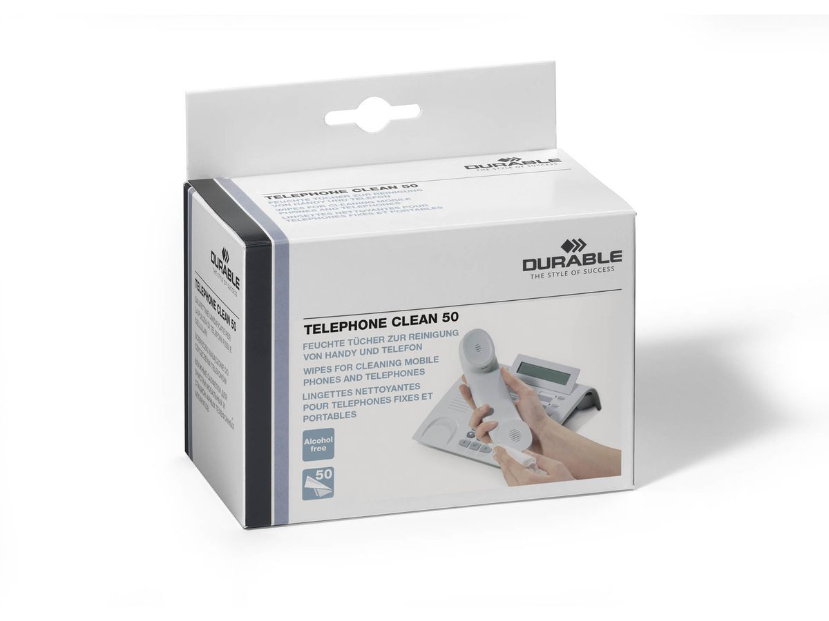 DURABLE Telefon-Reinigungstücher TELEPHONE CLEAN, 50 Stück (EAN: 4005546503394)