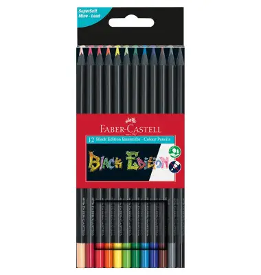 FABER-CASTELL Dreikant-Buntstifte Black Edition, 12er Etui (EAN: 4005401164128)