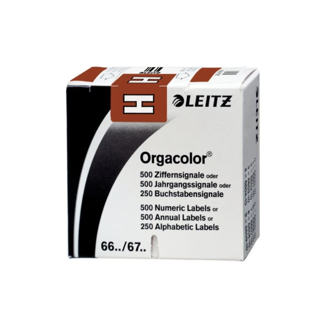 LEITZ Buchstabensignal Orgacolor "H", auf Rolle, braun (EAN: 4002432314102)