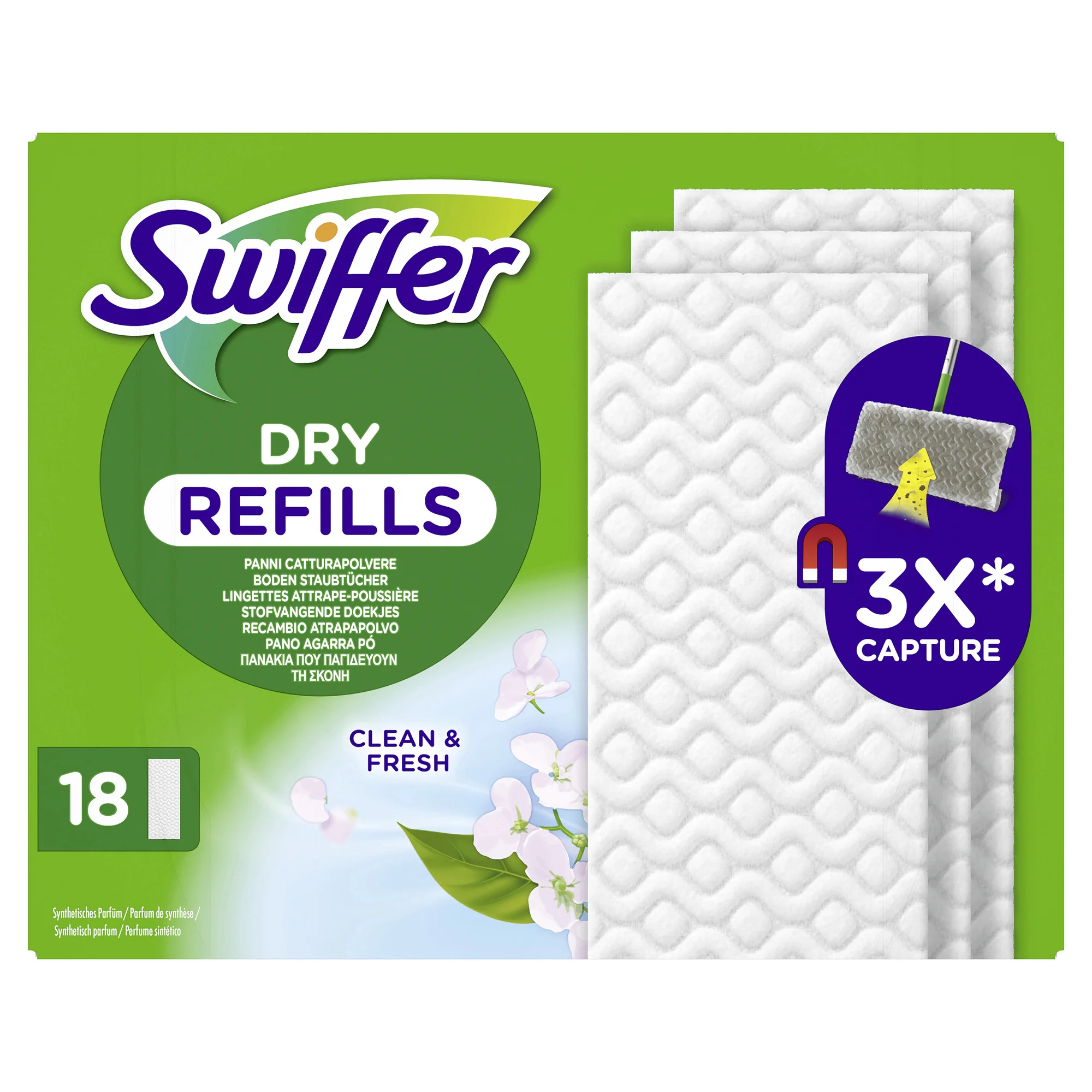 Swiffer Trocken-Bodenwischtücher mit Febrezeduft, 18er Pack (EAN: 8700216677226)