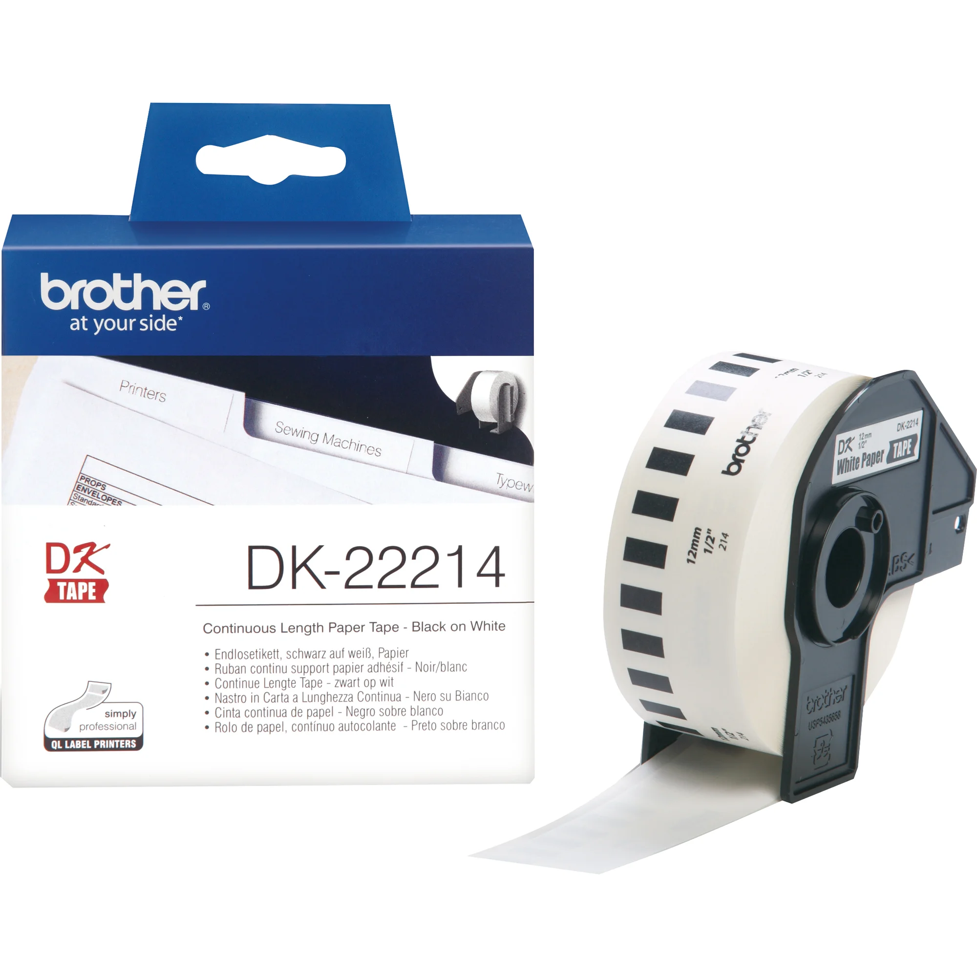 brother DK-22214 Endlos-Etiketten Papier, 12 mm x 30,48 m (EAN: 4977766628525)