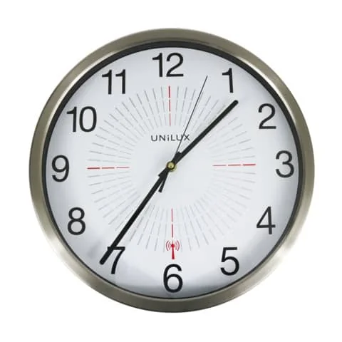 UNiLUX Wanduhr/Funkuhr "OUTDOOR", Durchm.: 355 mm, silber (EAN: 3595560025053)