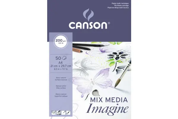 CANSON Skizzenblock Imagine, DIN A4, 200 g/qm, natürlicher Weißton (EAN: 3148950060082)