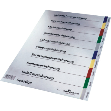 DURABLE Kunststoff-Register, für Versicherungen, A4, PP (EAN: 4005546611877)