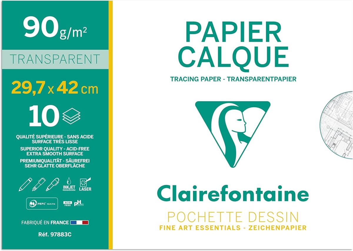Clairefontaine Transparentpapier, 90/95 g/qm, DIN A3 (EAN: 3329680978834)