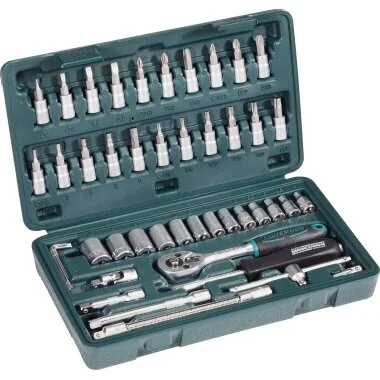 BRÜDER MANNESMANN Steckschlüssel-Satz 1/4", 46-teilig, grün, schwarz (EAN: 4003315076940)