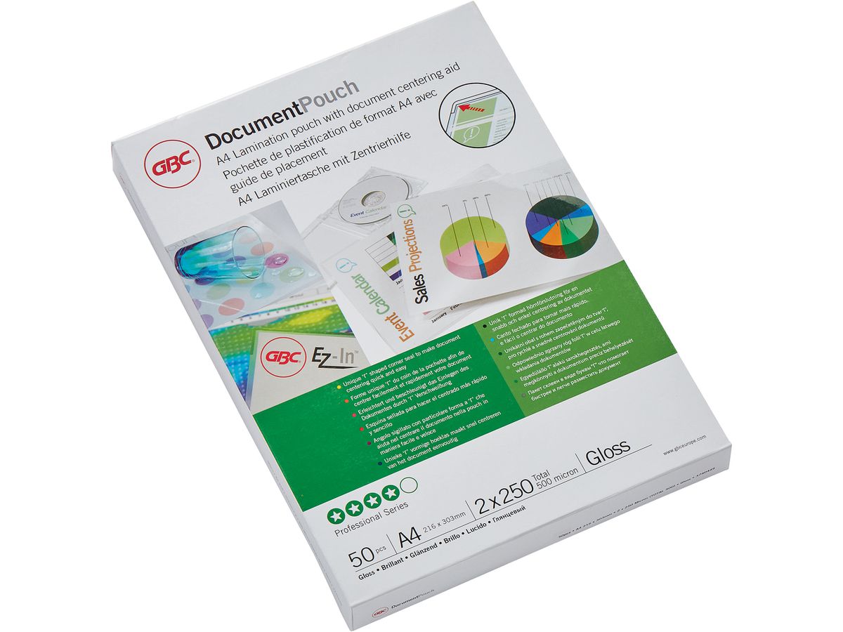 GBC Laminierfolientasche, DIN A4, glänzend, 500 mic (EAN: 0033816030916)