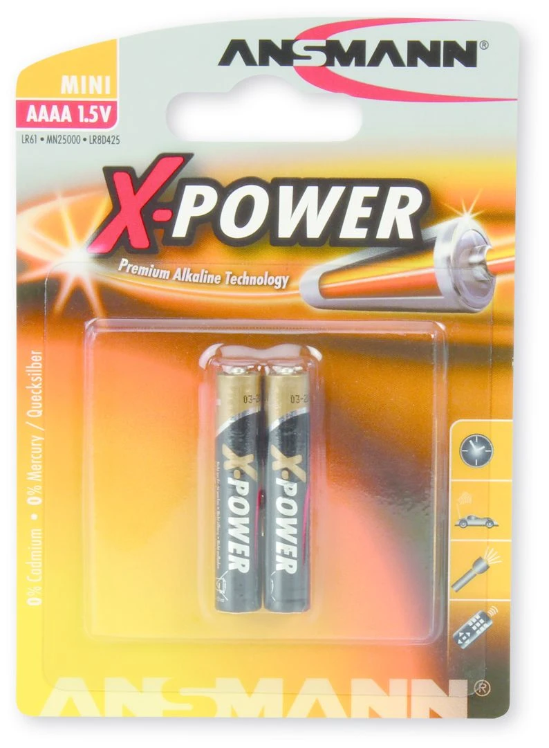 ANSMANN Alkaline Batterie "X-POWER" AAAA, 2er Blister (EAN: 4013674021314)