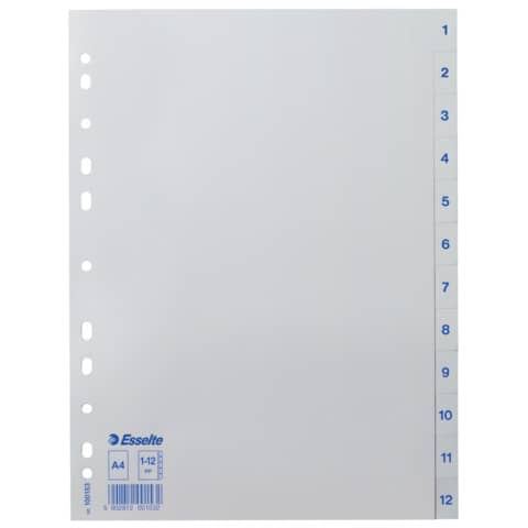 Esselte Kunststoff-Register, Zahlen, A4, 1-12, weiß (EAN: 5902812001532)