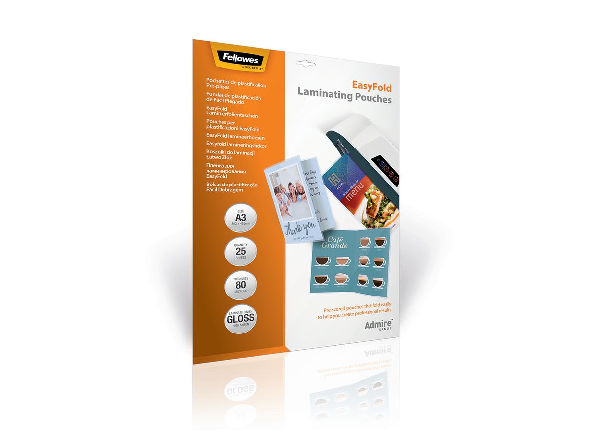 Fellowes Laminierfolientasche, mit Falz, DIN A3, 160 mic (EAN: 0043859730865)