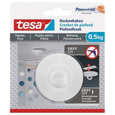 tesa Powerstrips Deckenhaken, für Tapete & Putz, 0,5 kg (EAN: 4042448537171)