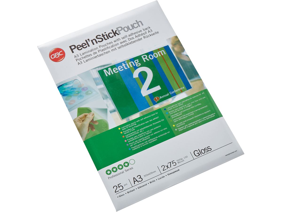 GBC Laminierfolientasche Peel'nStickPouch, DIN A3, 150 mic (EAN: 0033816055353)