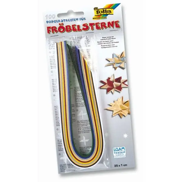 folia Faltpapierstreifen für Fröbelsterne, Weihnachtsfarben (EAN: 4001868129601)