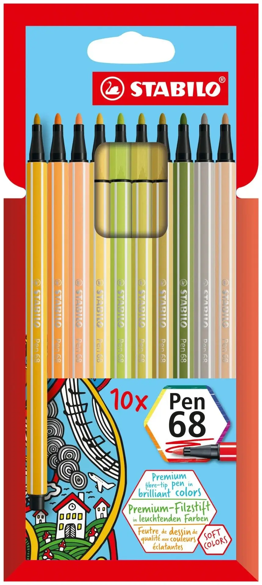 STABILO Fasermaler Pen 68, 10er Kartonetui (EAN: 4006381578882)