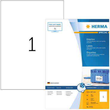 HERMA Inkjet-Etiketten, 210 x 297 mm, weiß (EAN: 4008705107822)