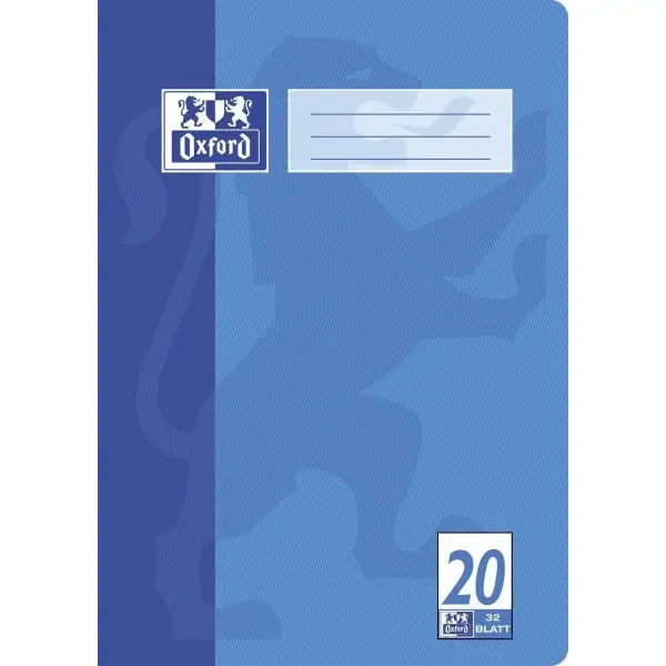 Oxford Schulheft, DIN A4, Lineatur 20 / blanko, 32 Blatt, hellblau (EAN: 4006144934979)