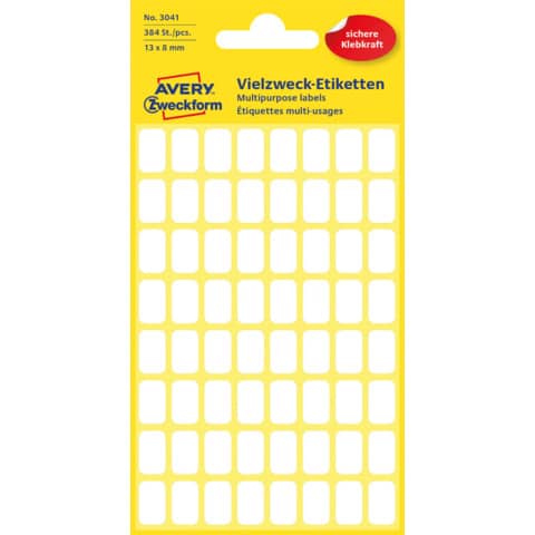 AVERY Zweckform Vielzweck-Etiketten, 13 x 8 mm, weiß, KP (EAN: 4004182030417)