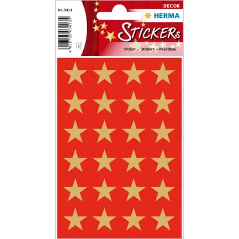 HERMA Weihnachts-Sticker DECOR "Sterne", 15 mm, gold (EAN: 4008705034135)