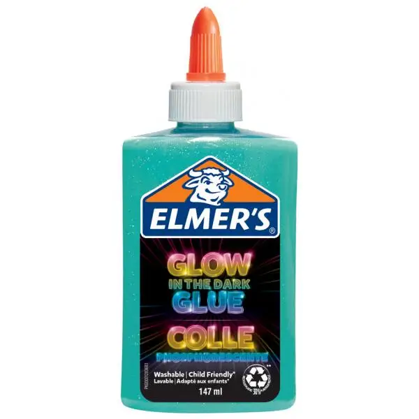 ELMER'S Glow in the Dark Bastelkleber, blau, 147 ml (EAN: 3026981620782)