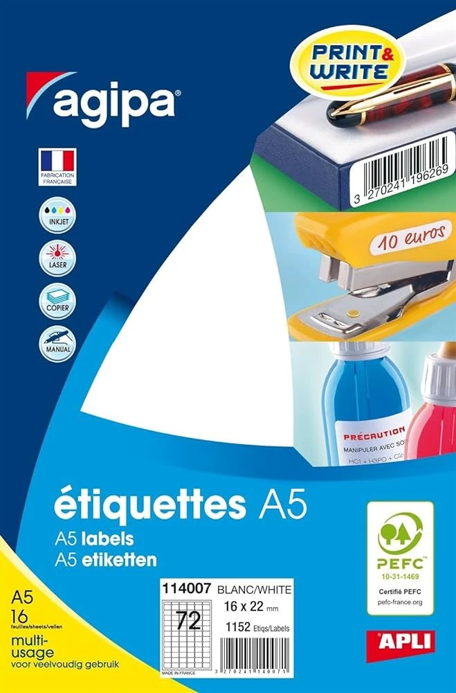 agipa Universal-Etiketten, 16 x 22 mm, weiß (EAN: 3270241140071)