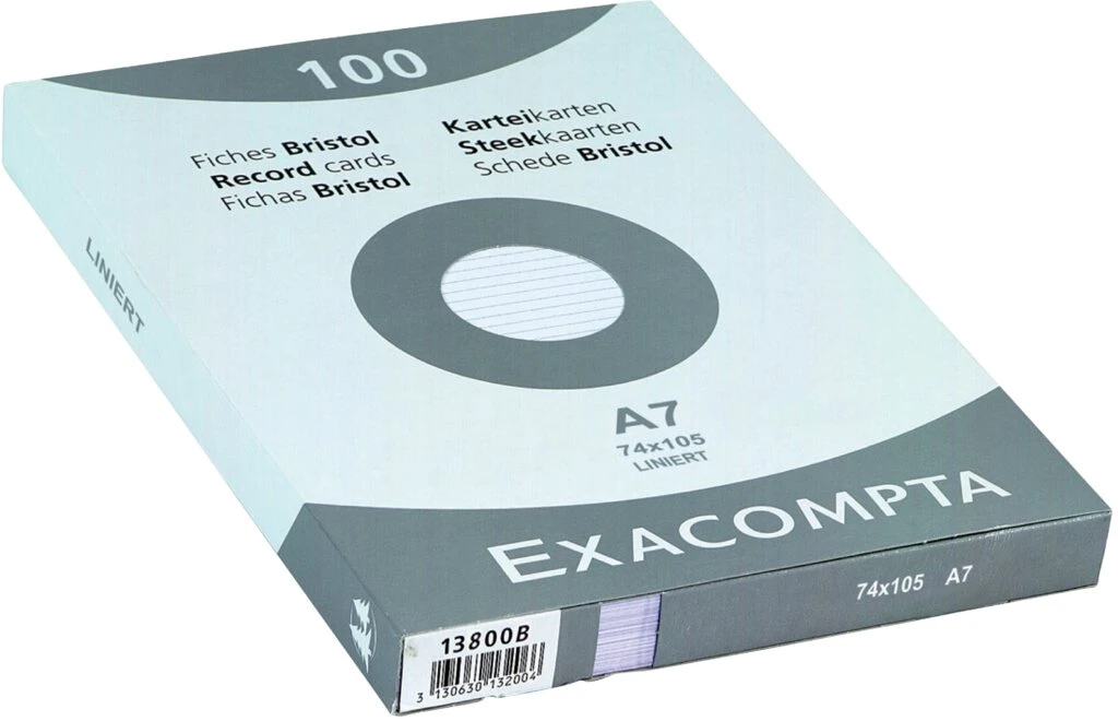 EXACOMPTA Karteikarten, DIN A7, liniert, weiß (EAN: 3130630138006)