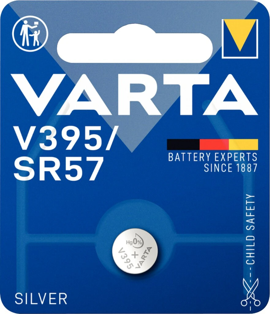VARTA Silber-Oxid Uhrenzelle, V395 (SR57), 1,55 Volt (EAN: 4008496245833)