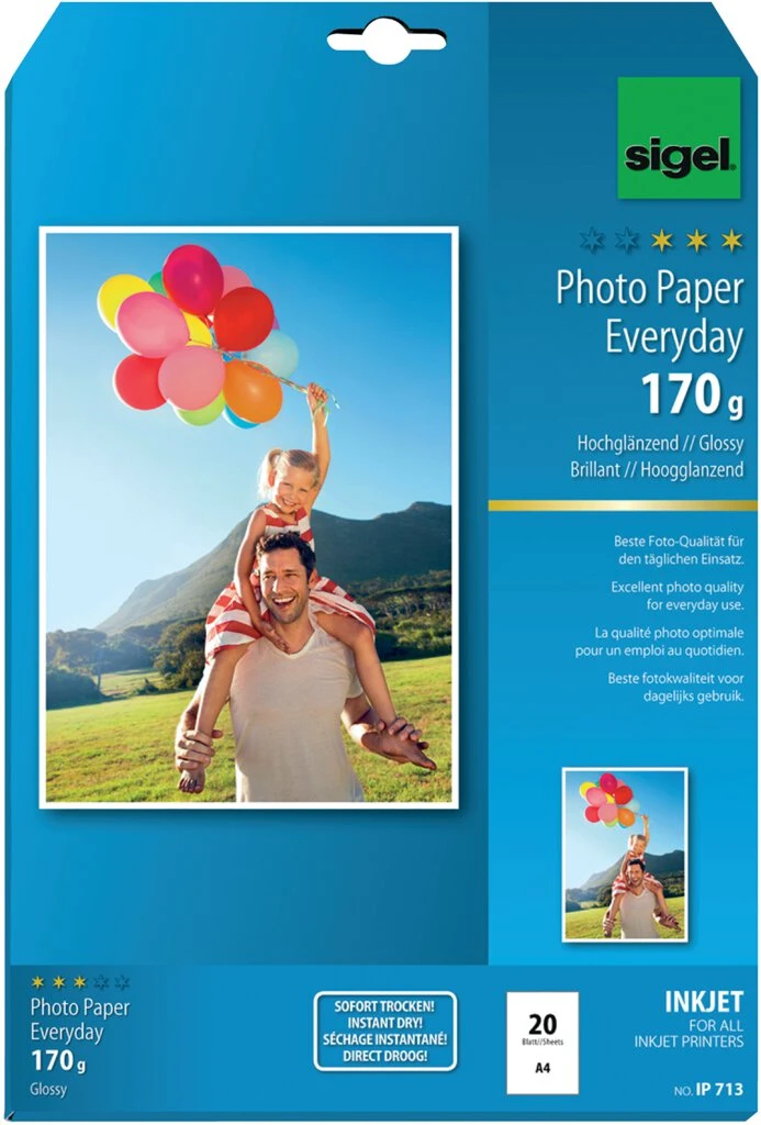 sigel InkJet-Everyday-Foto-Papier, DIN A4, hochglänzend, weiß (EAN: 4004360998829)