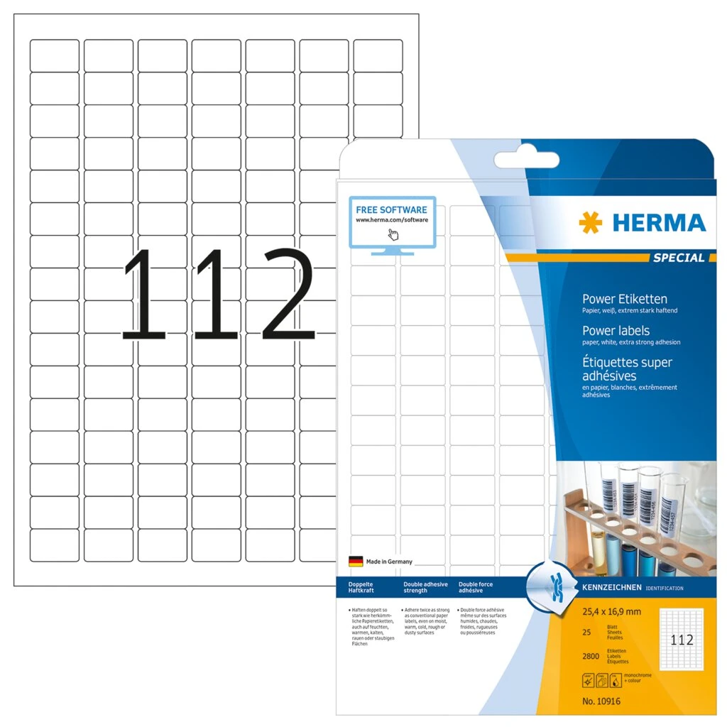 HERMA Power Etiketten SPECIAL, 25,4 x 16,9 mm, weiß (EAN: 4008705109161)
