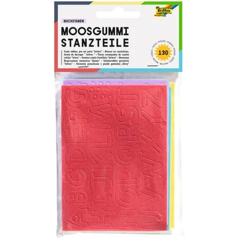 folia Moosgummi-Stanzteile "Buchstaben", rot, lila blau, grün, gelb (EAN: 4001868023534)